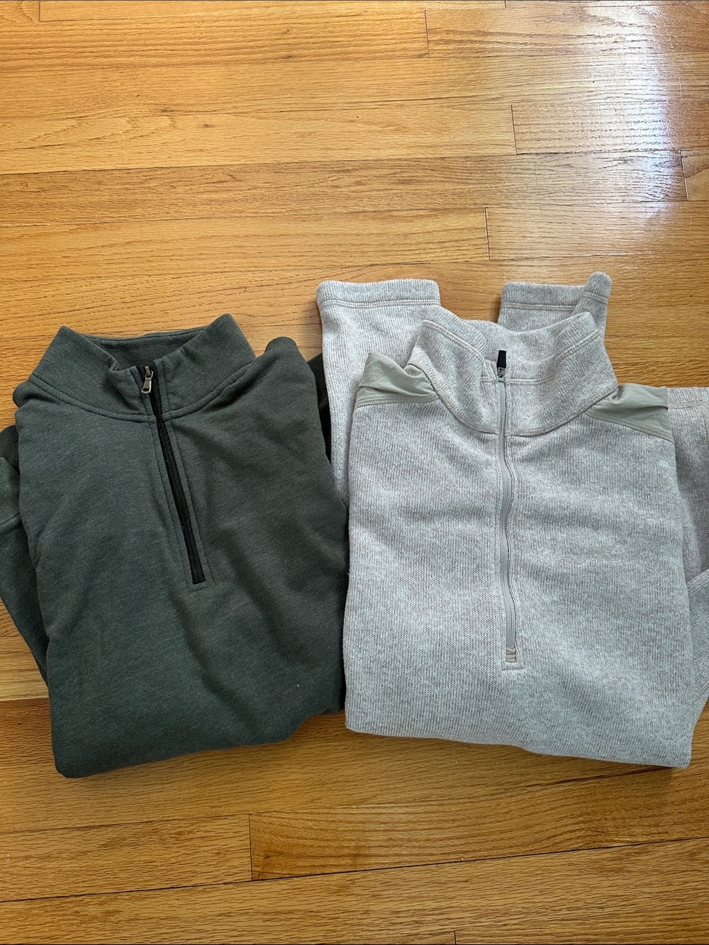 Men's Half-Zip Sweater Pullover - Gray and Dark Green